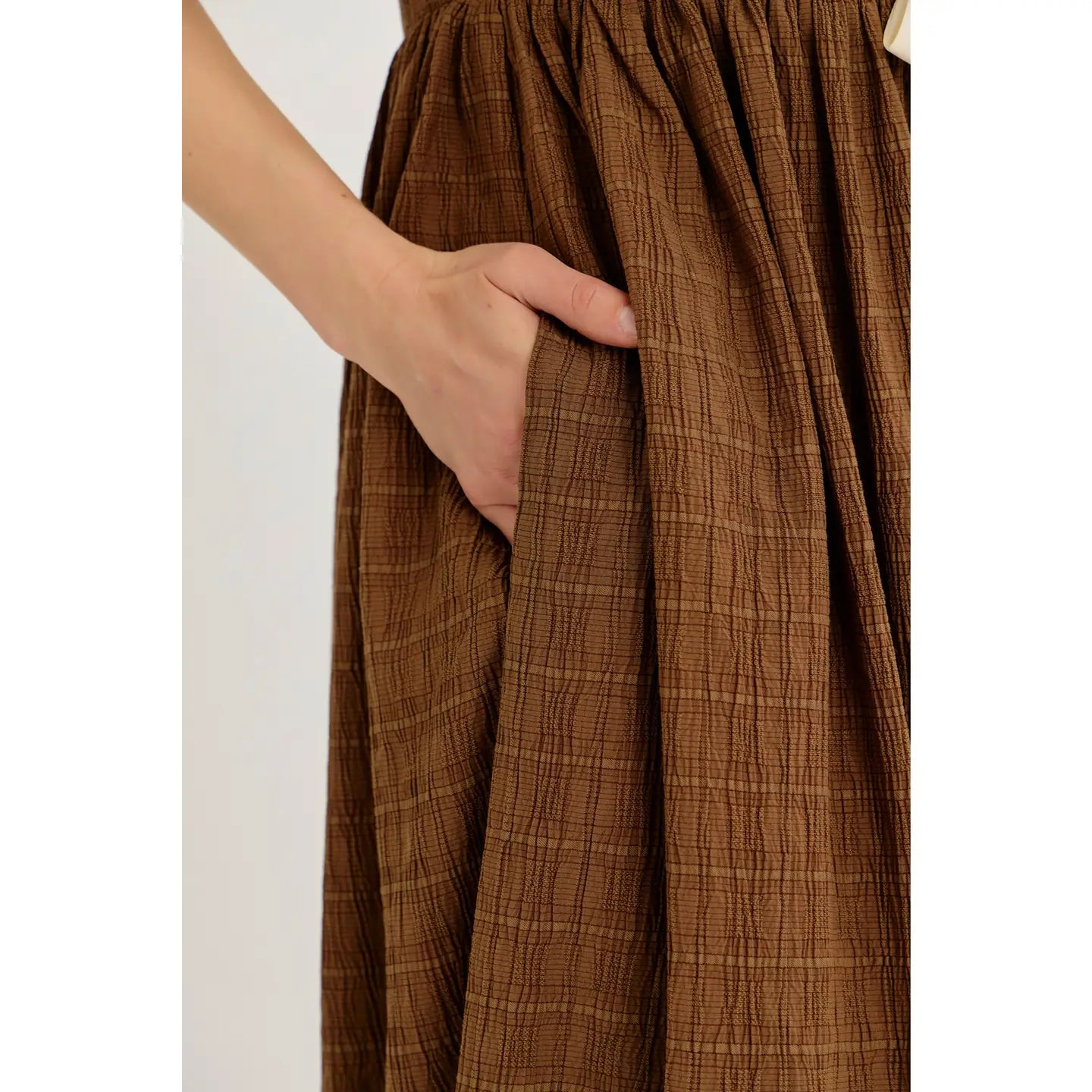 Midi Dress with Bubble Slv & Bow